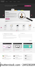 Corporate Website Template, Professional One Page Design. Vector Eps 10