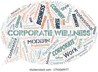 Corporate Wellness Vektor Wortwolke, nur mit Text.