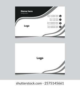 Corporate white and black business card template.