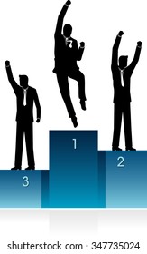Corporate Winners - Abstract corporate ranking in variations of silhouette actions