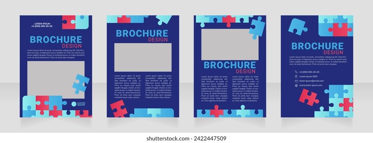 Corporate work blank brochure design. Template set with copy space for text. Premade corporate reports collection. Editable 4 paper pages. Roboto Black, Roboto, Nunito Light fonts used