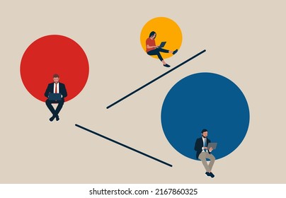 Corporate worker, businessman, writer, creator or blogger. Home office and online business meeting vector concept. Self isolation and social distancing in business. New normal in coronavirus pandemics - Shutterstock ID 2167860325