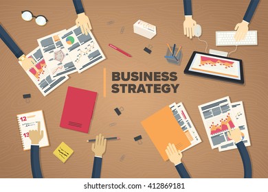 Corporate workers doing business strategy