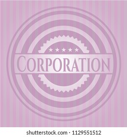 Corporation badge with pink background