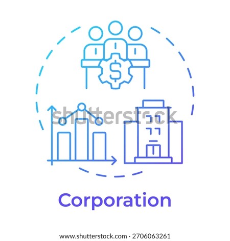 Corporation blue gradient concept icon. Legal entity separate from owners. Company. Business structure. Round shape line illustration. Abstract idea. Graphic design. Easy to use in infographic