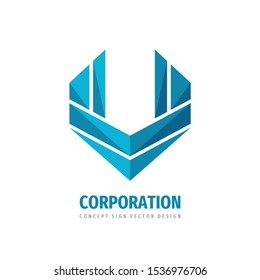 Corporation concept logo template design. Abstract wings sign. Business development. Vector illustration. 