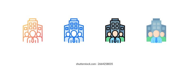 Corporation icon set multiple style collection