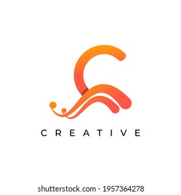 Initial-C-Letter-Logo der Corporation mit kreativer Swoosh-Farbe für flüssige Farbverläufe, Vektor-Vorlagenelement