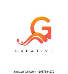 Corporation Initial G Letter Logo With Creative Swoosh Liquid Gradient Color, Vector Template Element