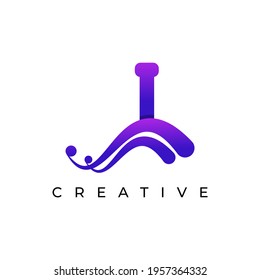 Corporation Initial I Letter Logo With Creative Swoosh Liquid Gradient Color, Vector Template Element