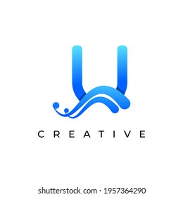 Corporation Initial U Letter Logo With Creative Swoosh Liquid Gradient Color, Vector Template Element