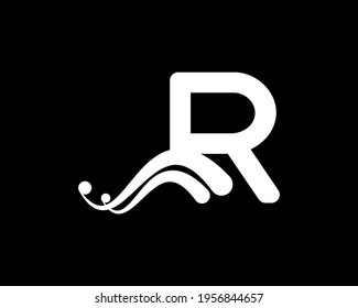 Corporation Letter R Logo With Creative Swoosh Liquid Icon in Black Color, Vector Template Element