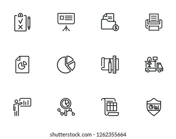Corporation line icon set. Graph, presentation, report, diagram. Business concept. Can be used for topics like analysis, finance, insurance, startup