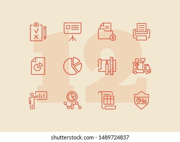 Corporation line icon set. Graph, presentation, report, diagram. Business concept. Can be used for topics like analysis, finance, insurance, startup