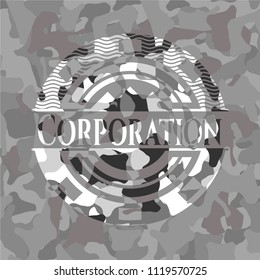 Corporation on grey camo texture