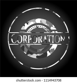 Corporation on grey camouflaged pattern