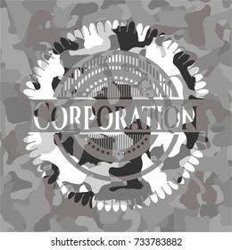 Corporation on grey camouflaged pattern