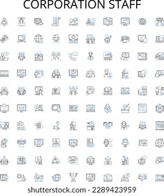 Corporation staff outline icons collection. Employees, Executives, Management, Personnel, Workers, Staffing, Personnel vector illustration set. Officials, Administrators, Professionals linear signs