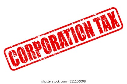 CORPORATION TAX red stamp text on white