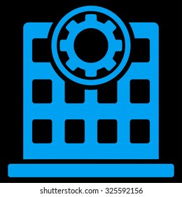 Corporation vector icon. Style is flat symbol, blue color, rounded angles, black background.