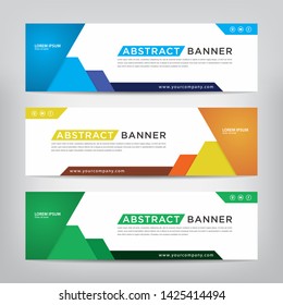 corporation web banner template 
with three color options, 
vector illustration