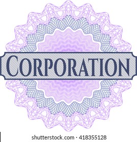 Corporation written inside abstract linear rosette