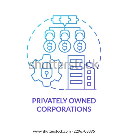 Corporations blue gradient concept icon. Large firms. Privately owned small and medium size business abstract idea thin line illustration. Isolated outline drawing. Myriad Pro-Bold font used