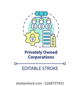 Corporations concept icon. Privately owned small and medium size business abstract idea thin line illustration. Isolated outline drawing. Editable stroke. Arial, Myriad Pro-Bold fonts used