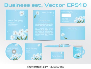 Corporative Business Set with Dandelion Depiction. Vector Illustration EPS10