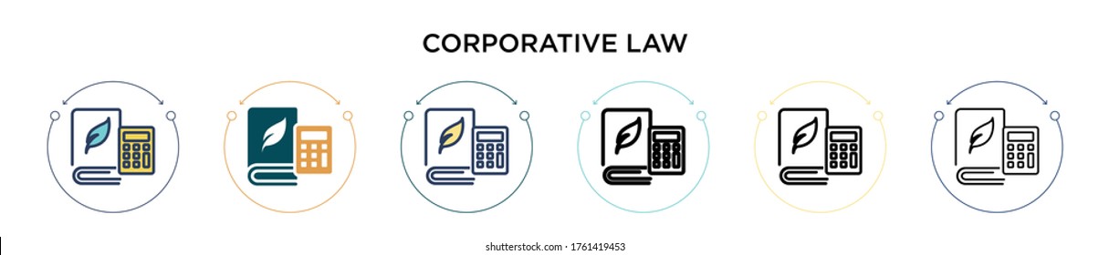 Corporative law icon in filled, thin line, outline and stroke style. Vector illustration of two colored and black corporative law vector icons designs can be used for mobile, ui, web