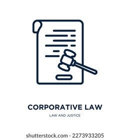 corporative law icon from law and justice collection. Thin linear corporative law, legal, lawyer outline icon isolated on white background. Line vector corporative law sign, symbol for web and mobile