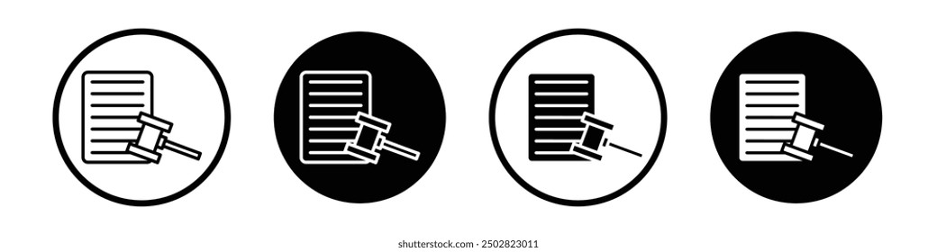 Corporative law vector icon set black filled and outlined style.