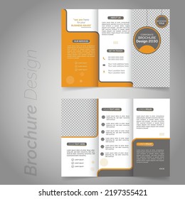 Corporatre Modern Trifold Brochure Template, Ash And Yellow Color Contrast Design