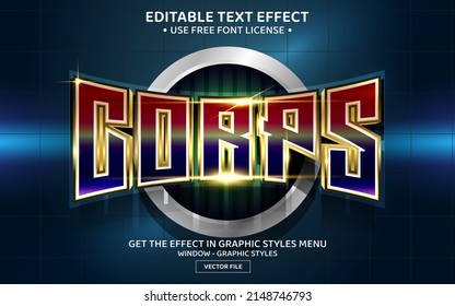 Corps 3D editable text effect template