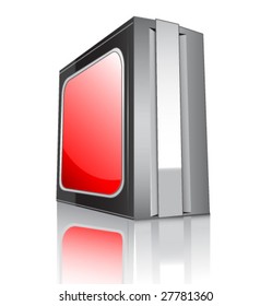Corps of computer. Red window. Vector.