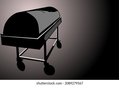 corpse coffin in the dark room of the morgue
