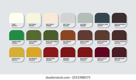 Corpse Flower (Amorphophallus titanum) Color Palette, Corpse Flower Color Guide Palette with Color Names. Catalog Samples of metal titanium RGB HEX codes and Names. Fashion Trend brown Colour Palette