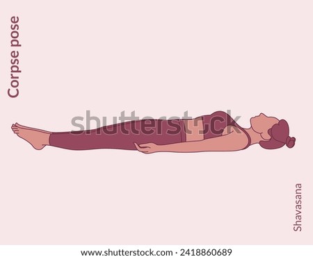 Corpse pose pose. Young woman practicing Yoga pose. Woman workout fitness, aerobic and exercise