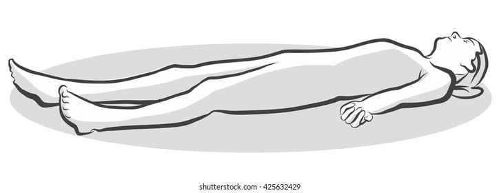 Corpse Savasana Yoga Pose, Free Hand drawn vector halftone Sketch