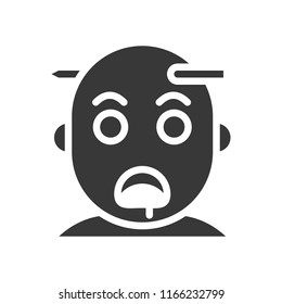 corpse with stabbed by nail on his head, halloween icon