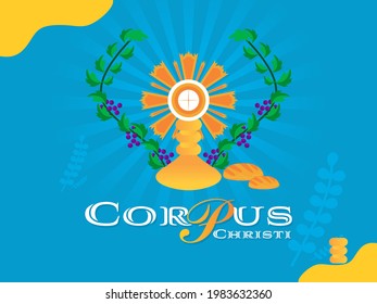 Corpus Christi Catholic religious holiday greeting card