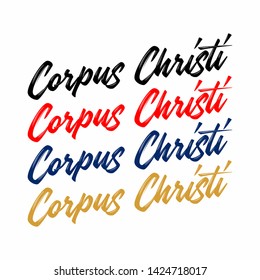 corpus christi city text design with red heart typographic icon design suitable for touristic promotion - Vector