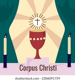 Corpus Christi Hand Drawn Vector illustration Background with Jesus Sign, Bible Book  Other Elements 