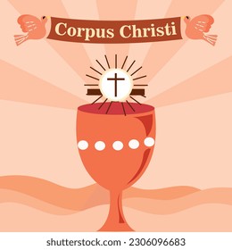 Ilustración vectorial dibujada a mano Corpus Christi Fondo con el signo de Jesús, libro de la Biblia Otros elementos 