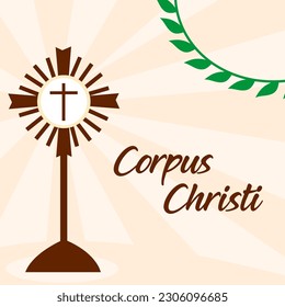 Corpus Christi Hand Drawn Vector illustration Background with Jesus Sign, Bible Book  Other Elements 