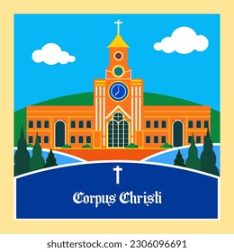 Corpus Christi Hand Drawn Vector illustration Background with Jesus Sign, Bible Book  Other Elements 