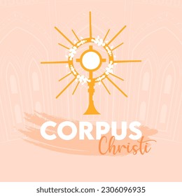 Corpus Christi Hand Drawn Vector illustration Background with Jesus Sign, Bible Book  Other Elements 