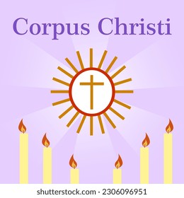 Ilustración vectorial dibujada a mano Corpus Christi Fondo con el signo de Jesús, libro de la Biblia Otros elementos 