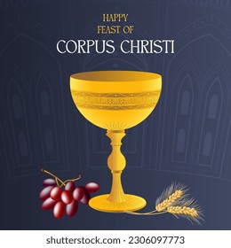 Corpus Christi Hand Drawn Vector illustration Background with Jesus Sign, Bible Book  Other Elements 