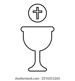 Corpus christi holy communion contour outline line icon black color vector illustration image thin flat style